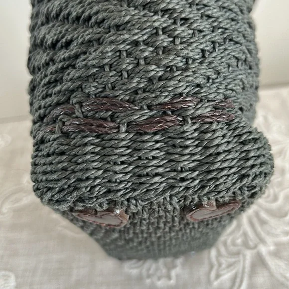 Brighton EUC Raffia Green Woven/Brown Leather Shoulder Bag - Picture 9 of 16